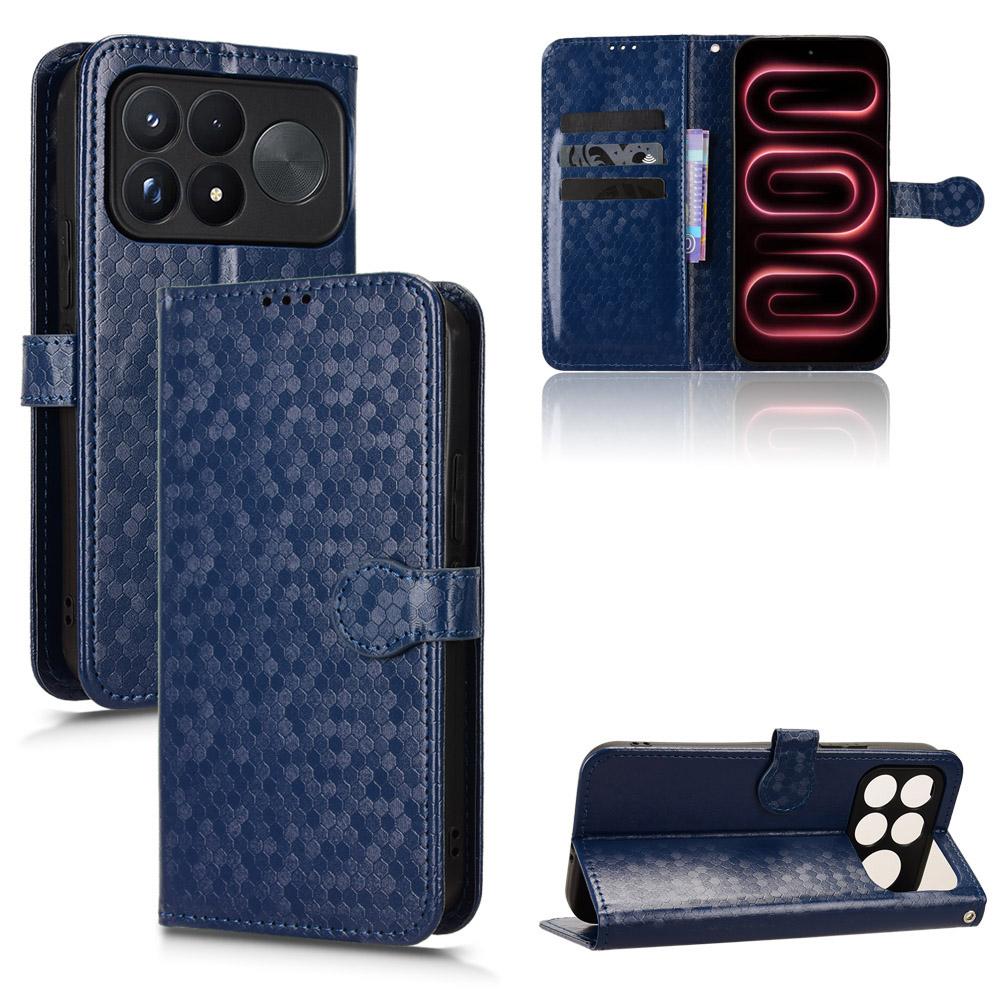 For Poco F9 Ultra 5G / Redmi K100 Pro Max 5G Honeycomb Dot Texture Leather Phone Case - Blue - EDA007130914C