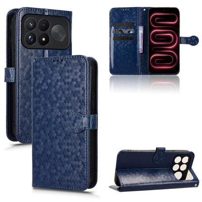 For Poco F9 Ultra 5G / Redmi K100 Pro Max 5G Honeycomb Dot Texture Leather Phone Case - Blue - EDA007130914C