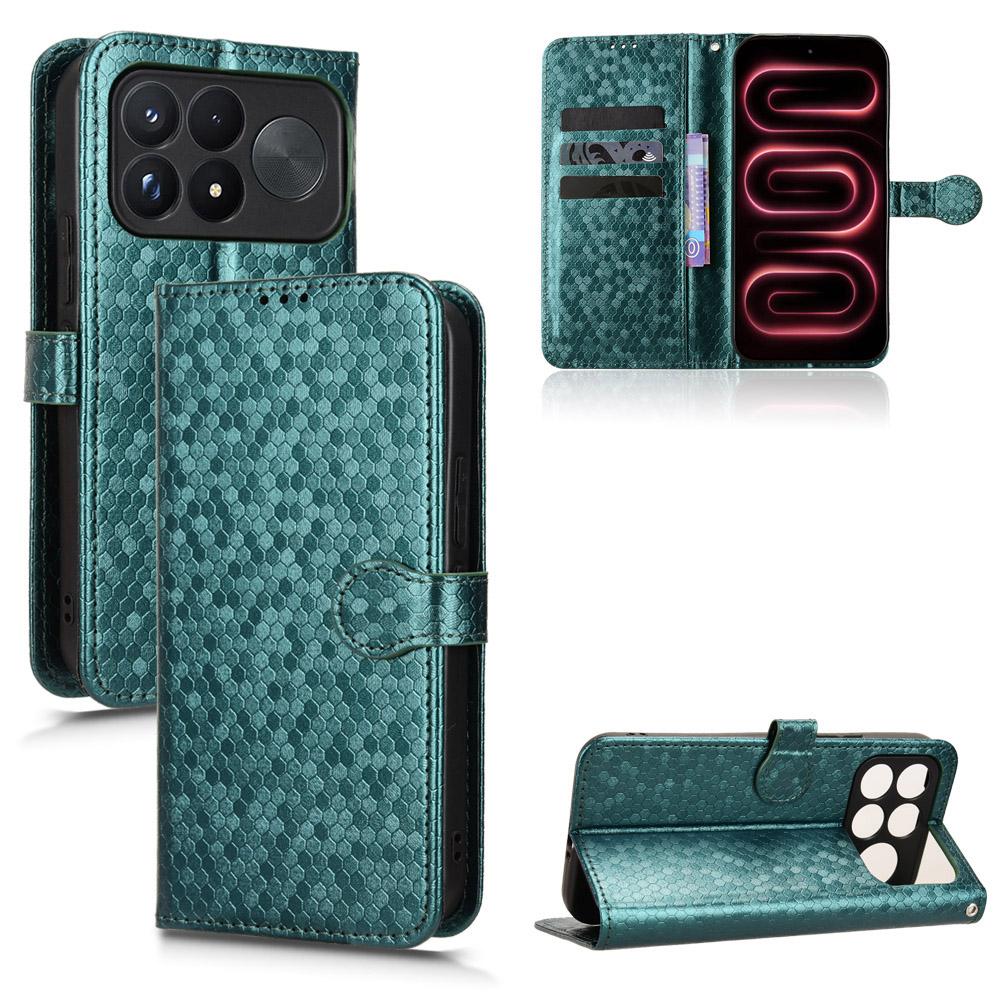 For Poco F9 Ultra 5G / Redmi K100 Pro Max 5G Honeycomb Dot Texture Leather Phone Case - Green - EDA007130914D