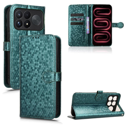 For Poco F9 Ultra 5G / Redmi K100 Pro Max 5G Honeycomb Dot Texture Leather Phone Case - Green - EDA007130914D