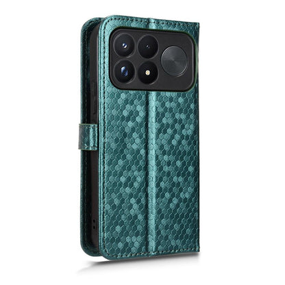 For Poco F9 Ultra 5G / Redmi K100 Pro Max 5G Honeycomb Dot Texture Leather Phone Case - Green - EDA007130914D