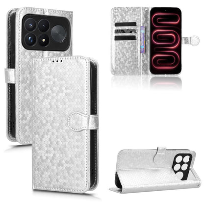For Poco F9 Ultra 5G / Redmi K100 Pro Max 5G Honeycomb Dot Texture Leather Phone Case - Silver - EDA007130914E