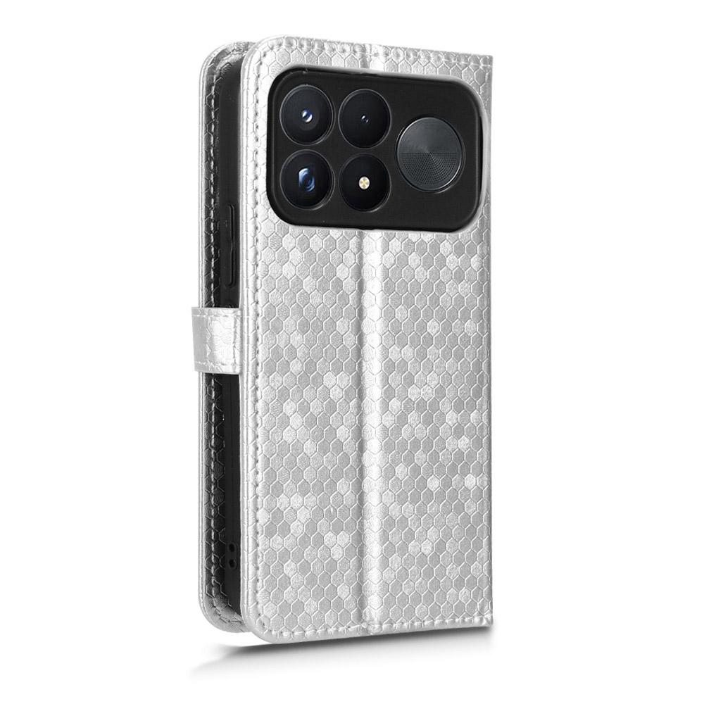 For Poco F9 Ultra 5G / Redmi K100 Pro Max 5G Honeycomb Dot Texture Leather Phone Case - Silver - EDA007130914E