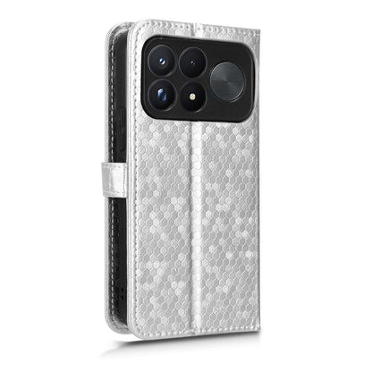 For Poco F9 Ultra 5G / Redmi K100 Pro Max 5G Honeycomb Dot Texture Leather Phone Case - Silver - EDA007130914E