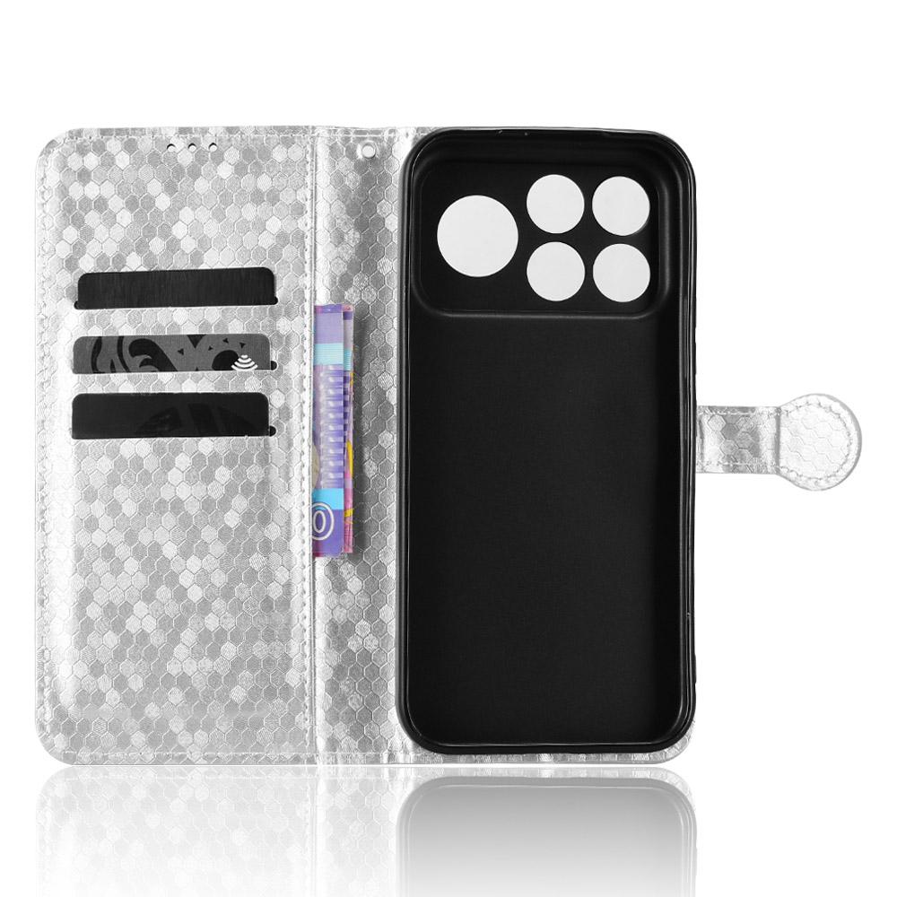 For Poco F9 Ultra 5G / Redmi K100 Pro Max 5G Honeycomb Dot Texture Leather Phone Case - Silver - EDA007130914E