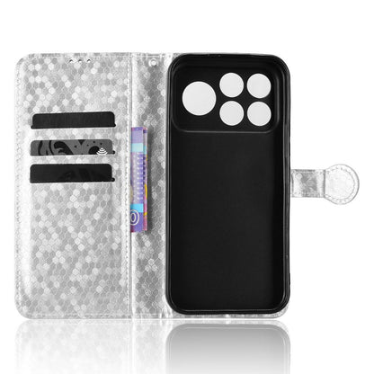 For Poco F9 Ultra 5G / Redmi K100 Pro Max 5G Honeycomb Dot Texture Leather Phone Case - Silver - EDA007130914E