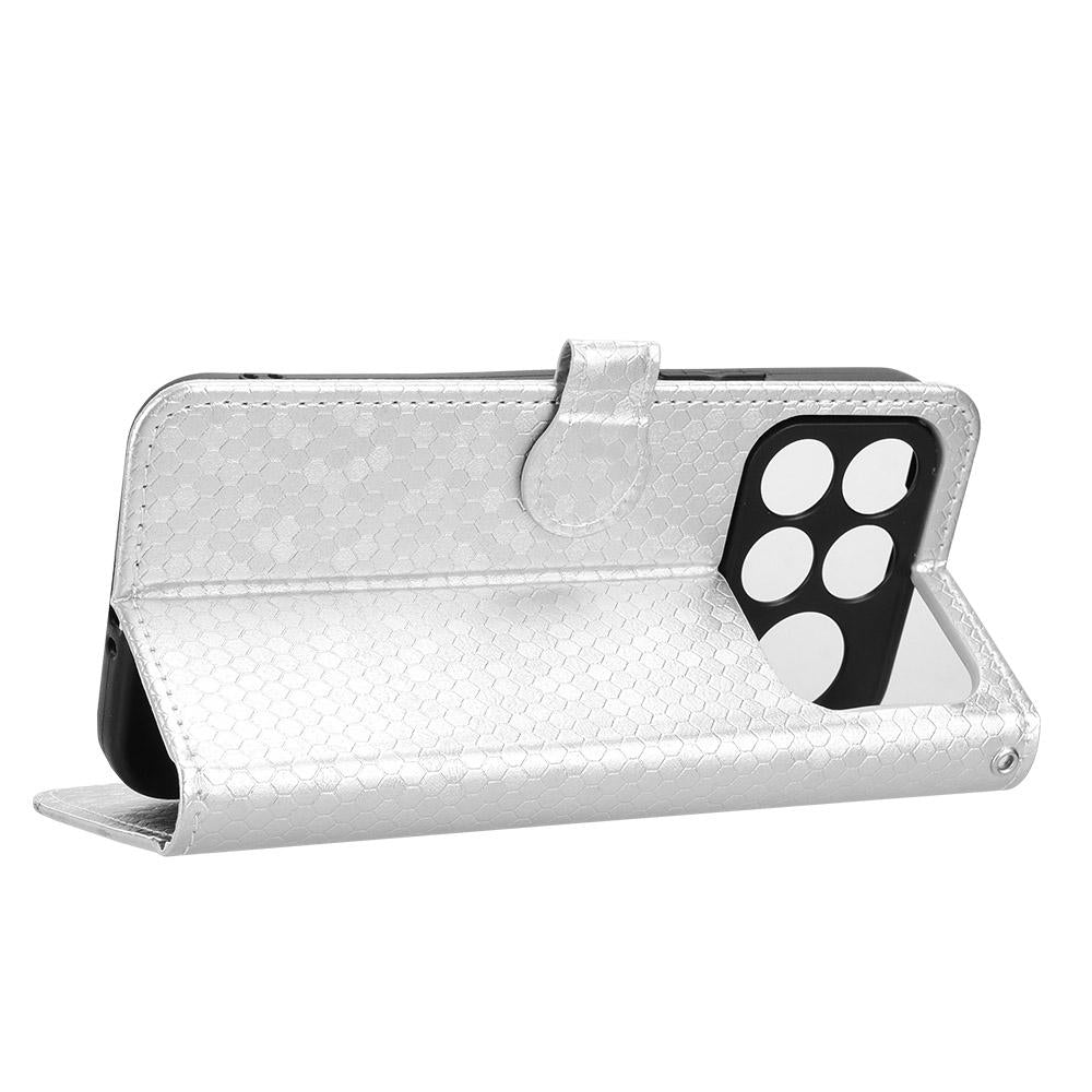 For Poco F9 Ultra 5G / Redmi K100 Pro Max 5G Honeycomb Dot Texture Leather Phone Case - Silver - EDA007130914E