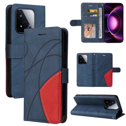 For Xiaomi 17 Max 5G Dual-color Splicing Flip Leather Phone Case - Blue - EDA007133515A
