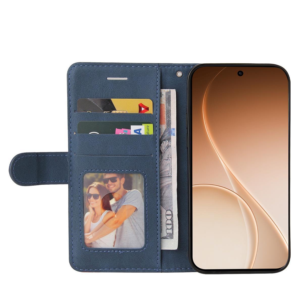 For Xiaomi 17 Max 5G Dual-color Splicing Flip Leather Phone Case - Blue - EDA007133515A