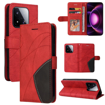 For Xiaomi 17 Max 5G Dual-color Splicing Flip Leather Phone Case - Red - EDA007133515B
