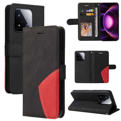For Xiaomi 17 Max 5G Dual-color Splicing Flip Leather Phone Case - Black - EDA007133515C