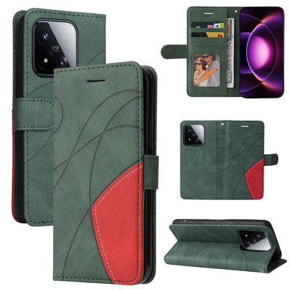 For Xiaomi 17 Max 5G Dual-color Splicing Flip Leather Phone Case - Green - EDA007133515D