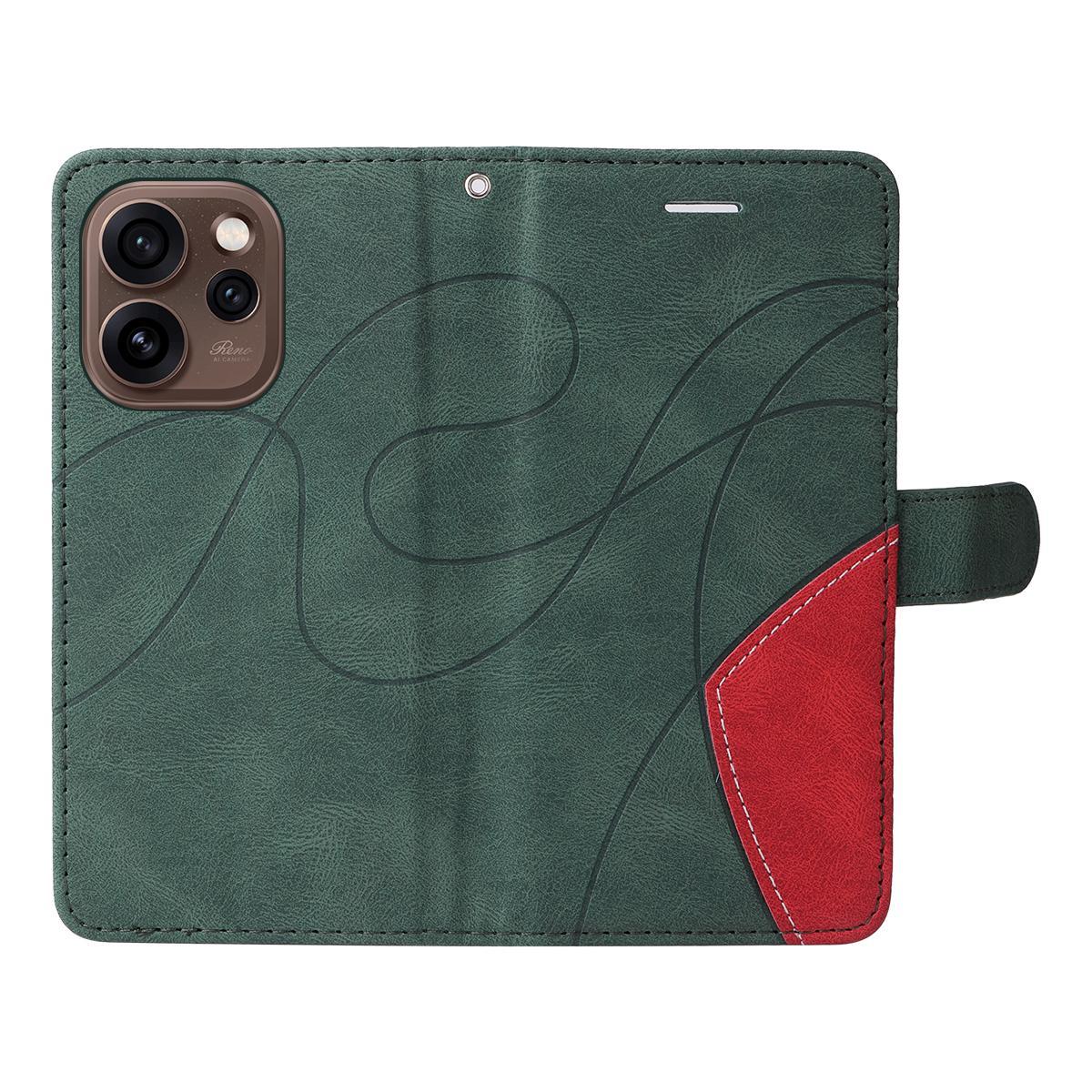 For Xiaomi 17 Max 5G Dual-color Splicing Flip Leather Phone Case - Green - EDA007133515D