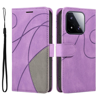 For Xiaomi 17 Max 5G Dual-color Splicing Flip Leather Phone Case - Purple - EDA007133515E