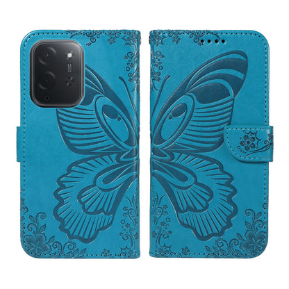 For Xiaomi Poco C95 Pro Swallowtail Butterfly Embossed Leather Phone Case(Blue)
