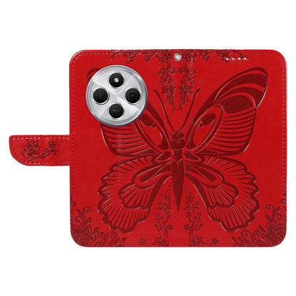 For Xiaomi Poco C95 Pro Swallowtail Butterfly Embossed Leather Phone Case(Red)