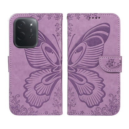 For Xiaomi Poco C95 Pro Swallowtail Butterfly Embossed Leather Phone Case(Purple)