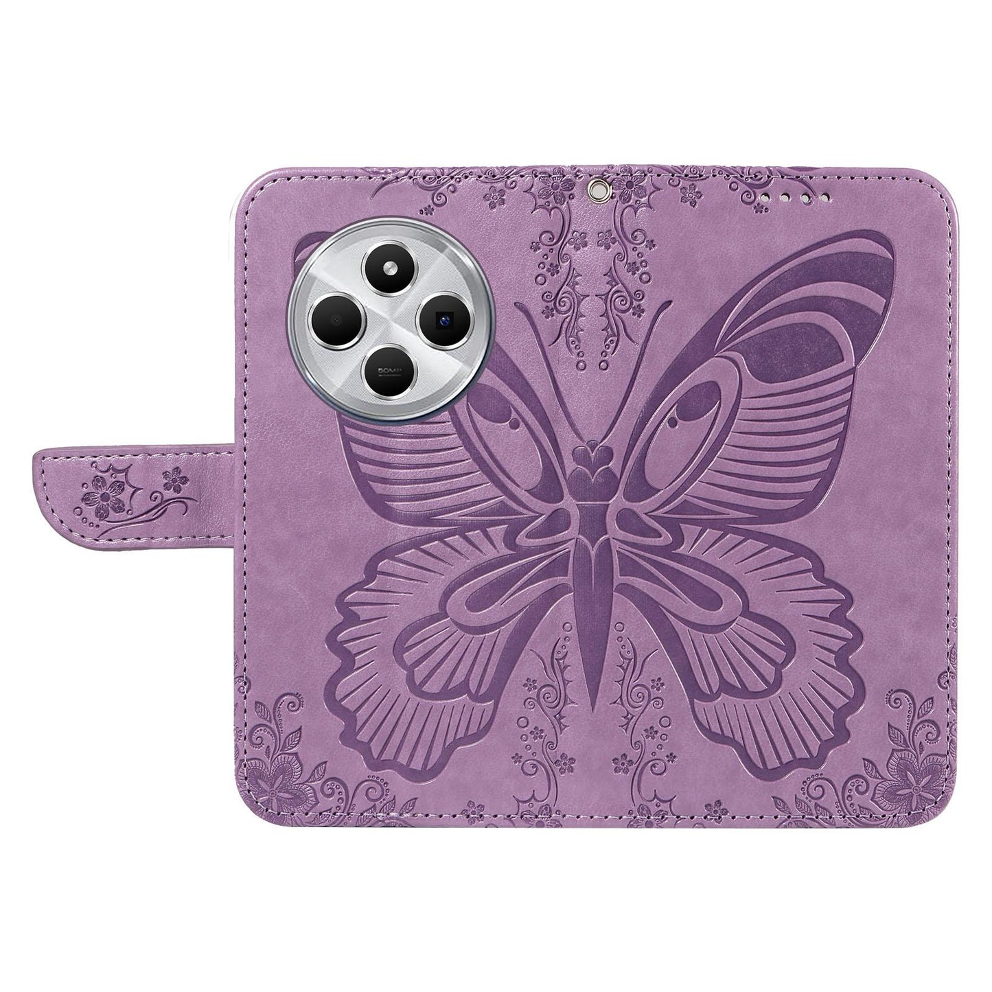For Xiaomi Poco C95 Pro Swallowtail Butterfly Embossed Leather Phone Case(Purple)
