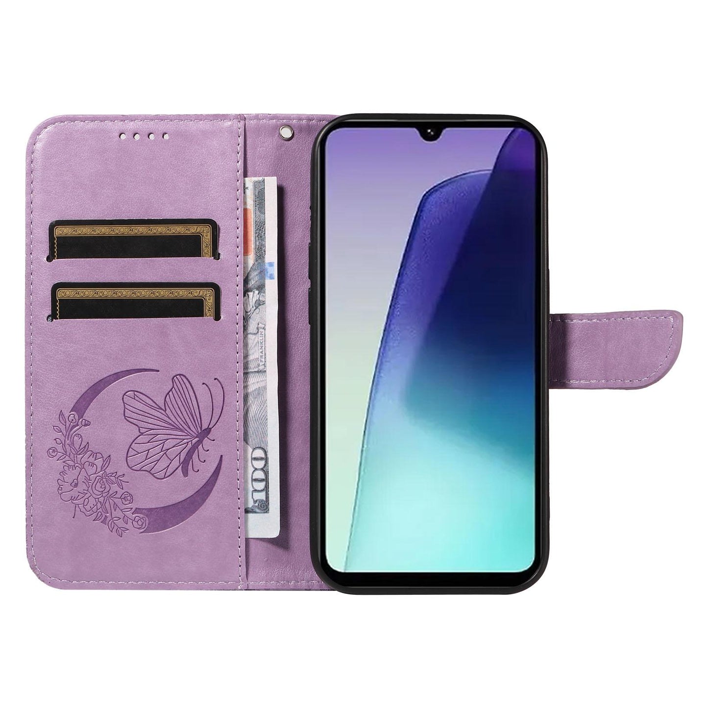 For Xiaomi Poco C95 Pro Swallowtail Butterfly Embossed Leather Phone Case(Purple)