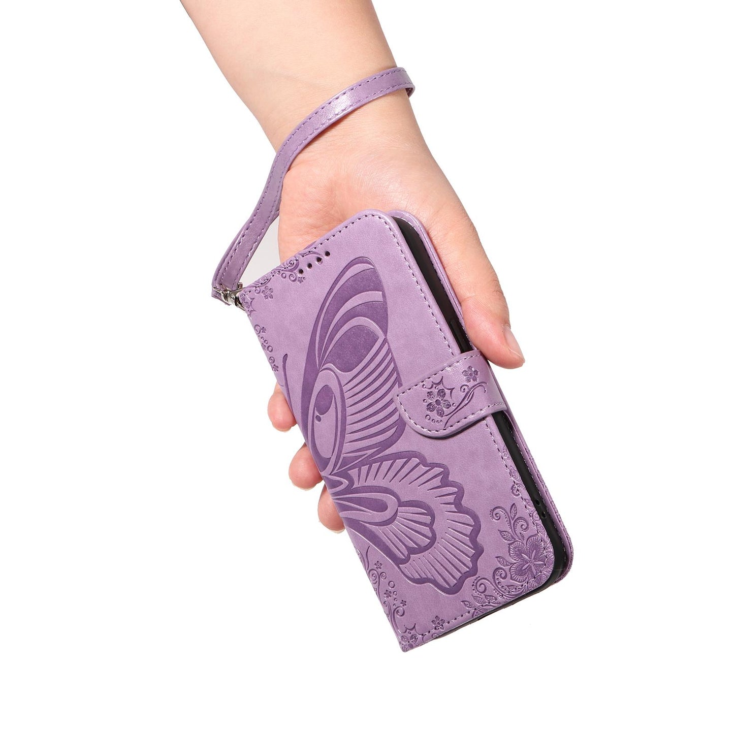 For Xiaomi Poco C95 Pro Swallowtail Butterfly Embossed Leather Phone Case(Purple)