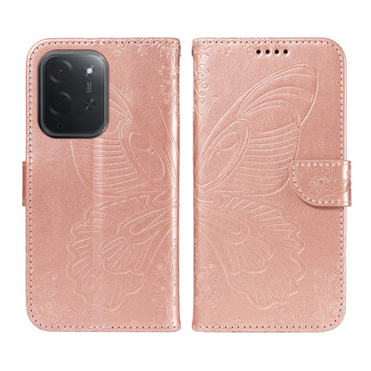For Xiaomi Poco C95 Pro Swallowtail Butterfly Embossed Leather Phone Case(Rose Gold)