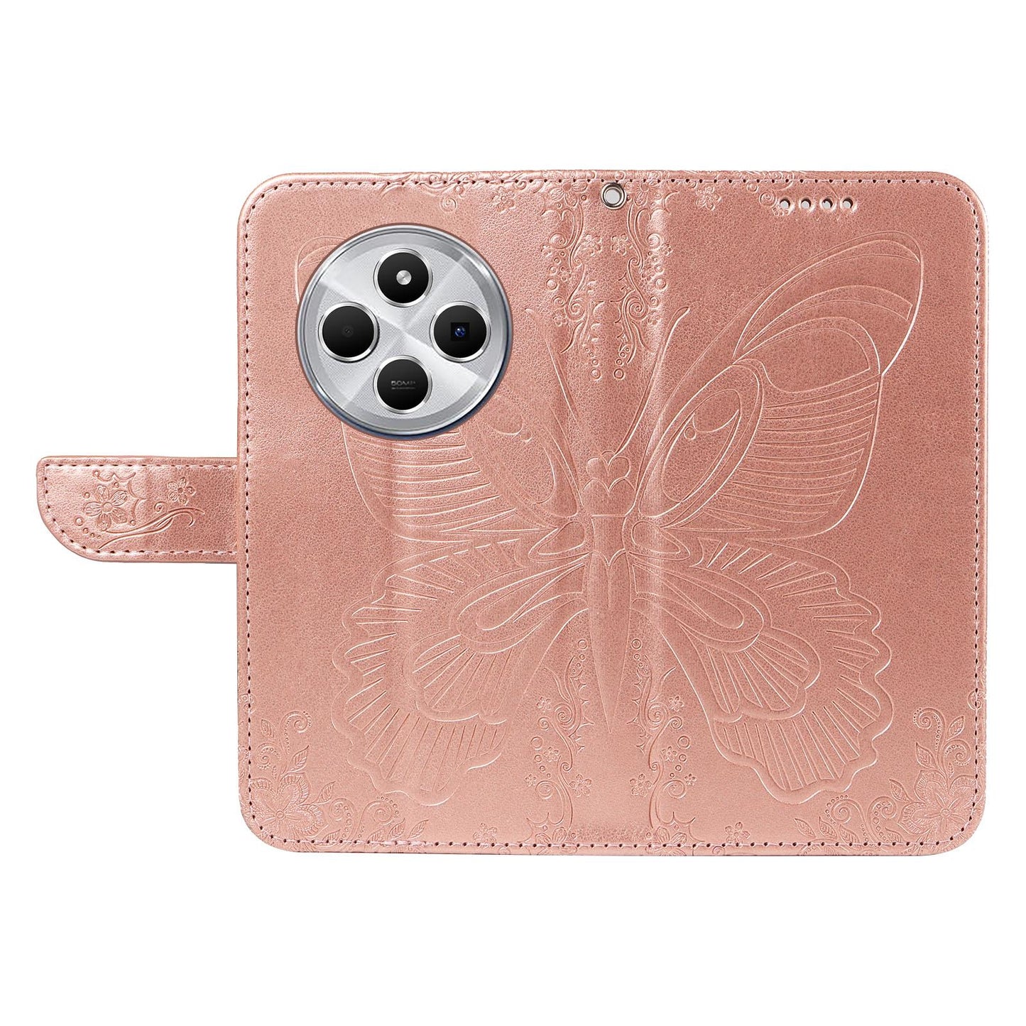 For Xiaomi Poco C95 Pro Swallowtail Butterfly Embossed Leather Phone Case(Rose Gold)