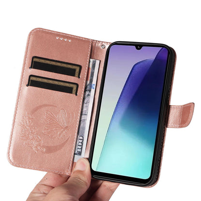 For Xiaomi Poco C95 Pro Swallowtail Butterfly Embossed Leather Phone Case(Rose Gold)