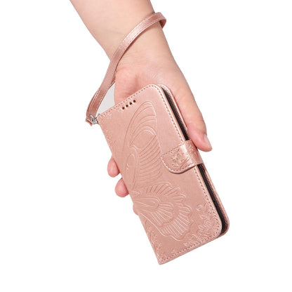 For Xiaomi Poco C95 Pro Swallowtail Butterfly Embossed Leather Phone Case(Rose Gold)