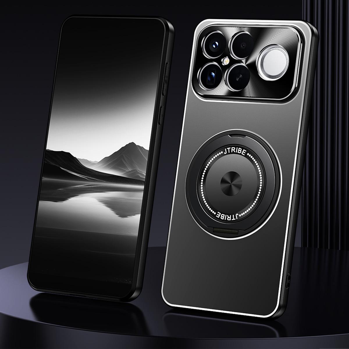 For Redmi K90 Pro Max / Poco F8 Ultra Rotating Holder Frosted Metal Phone Case(Black)