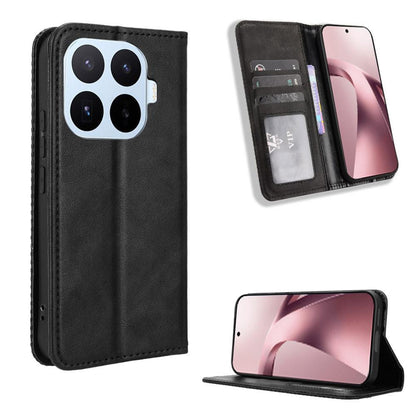 For Xiaomi 17T Pro 5G Magnetic Buckle Retro Texture Leather Phone Case - Black - EDA007148119A