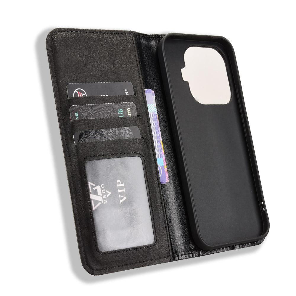 For Xiaomi 17T Pro 5G Magnetic Buckle Retro Texture Leather Phone Case - Black - EDA007148119A