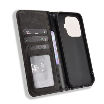 For Xiaomi 17T Pro 5G Magnetic Buckle Retro Texture Leather Phone Case - Black - EDA007148119A