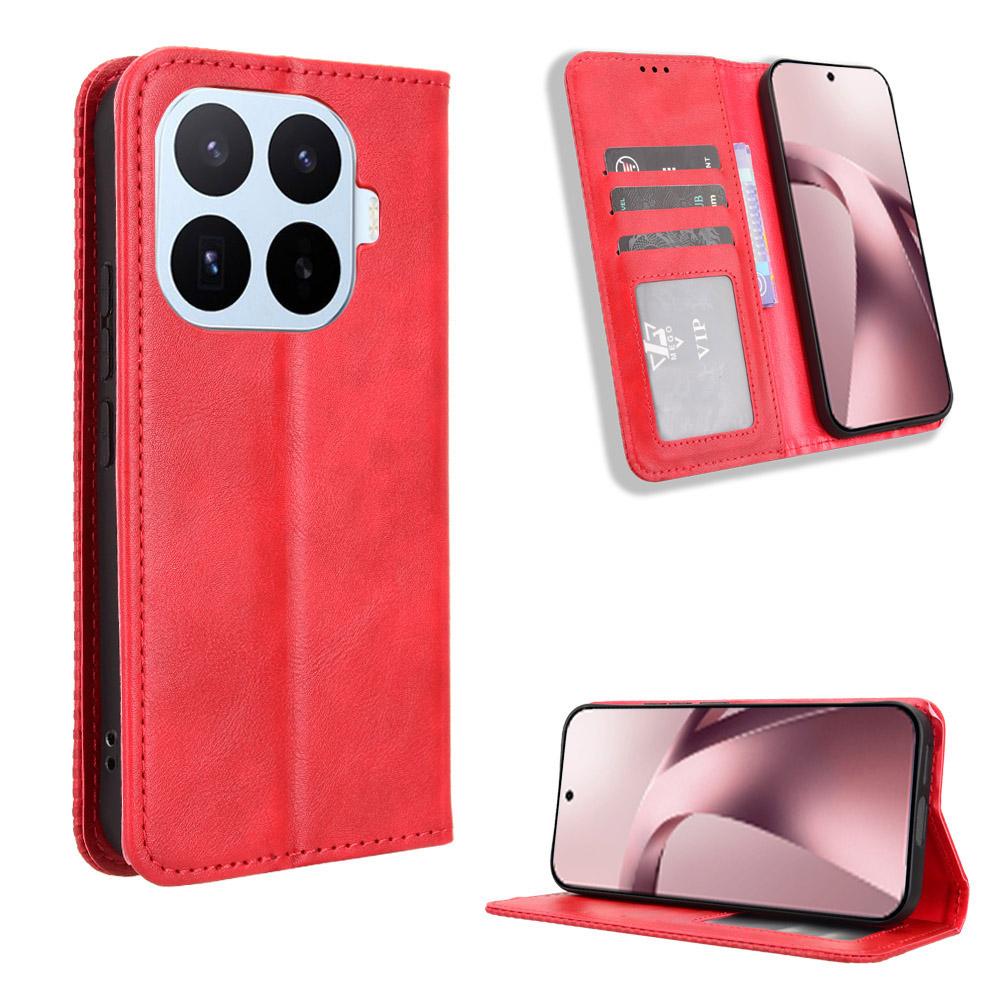 For Xiaomi 17T Pro 5G Magnetic Buckle Retro Texture Leather Phone Case - Red - EDA007148119B