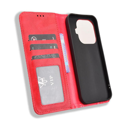 For Xiaomi 17T Pro 5G Magnetic Buckle Retro Texture Leather Phone Case - Red - EDA007148119B
