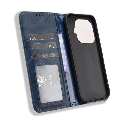 For Xiaomi 17T Pro 5G Magnetic Buckle Retro Texture Leather Phone Case - Blue - EDA007148119C