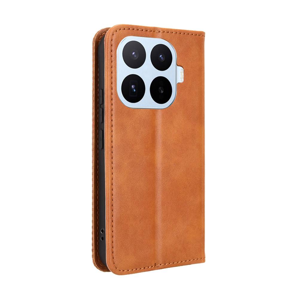 For Xiaomi 17T Pro 5G Magnetic Buckle Retro Texture Leather Phone Case - Brown - EDA007148119D