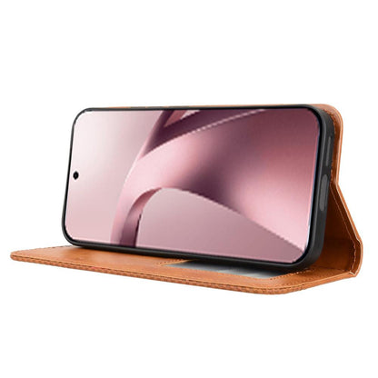 For Xiaomi 17T Pro 5G Magnetic Buckle Retro Texture Leather Phone Case - Brown - EDA007148119D