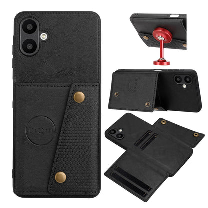 For Galaxy A07 5G Global Double Buckle Card Slots Magnetic Phone Case - Black - EDA007149709A