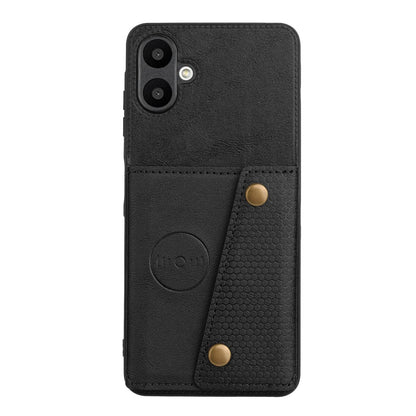 For Galaxy A07 5G Global Double Buckle Card Slots Magnetic Phone Case - Black - EDA007149709A