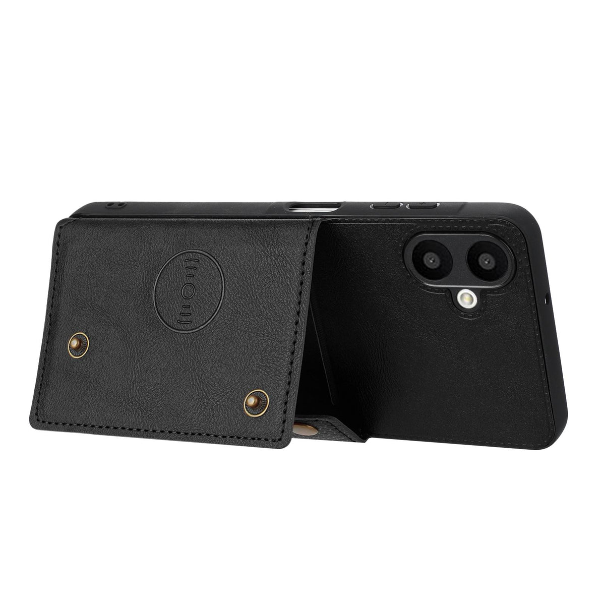 For Galaxy A07 5G Global Double Buckle Card Slots Magnetic Phone Case - Black - EDA007149709A