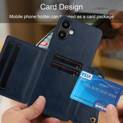 For Galaxy A07 5G Global Double Buckle Card Slots Magnetic Phone Case - Black - EDA007149709A