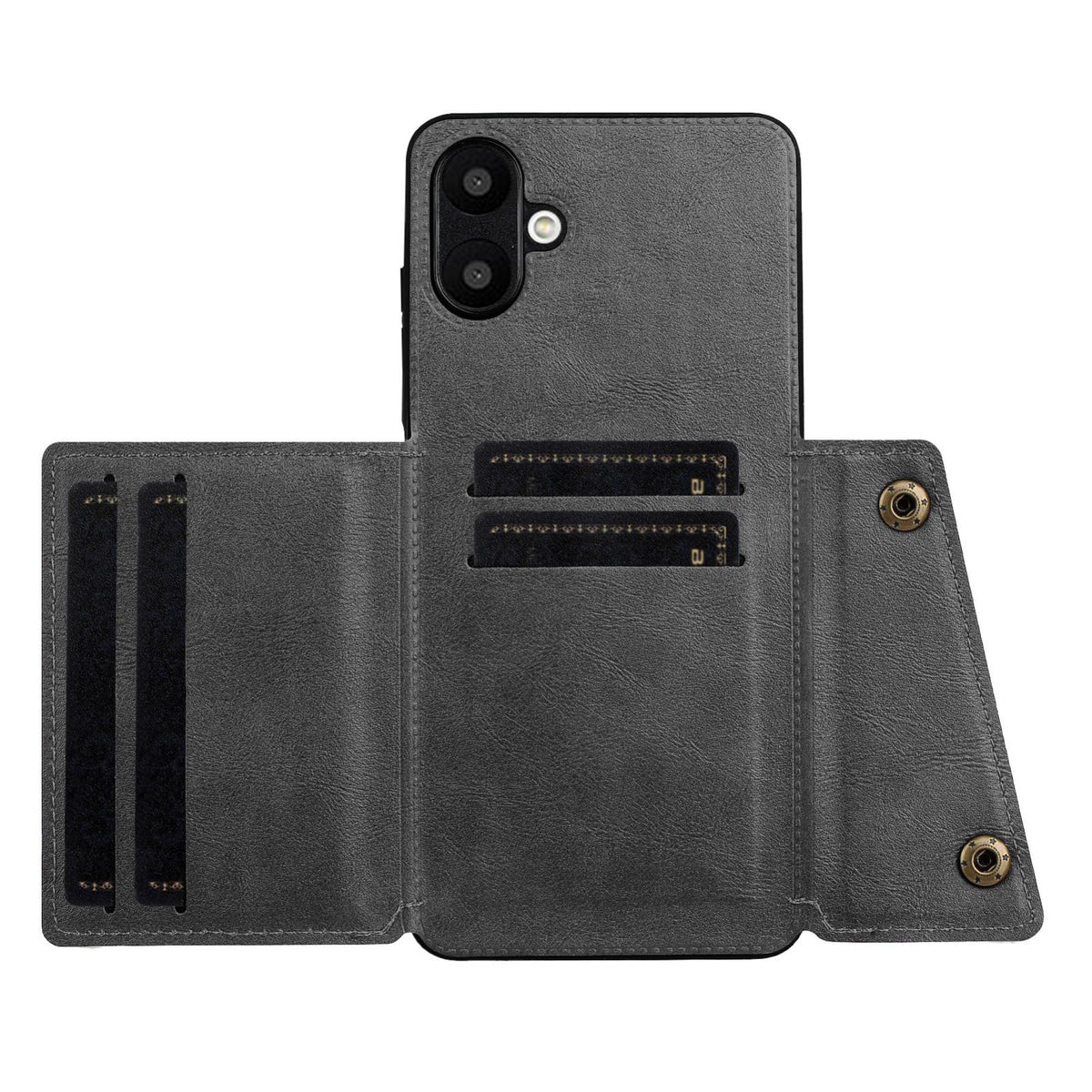 For Galaxy A07 5G Global Double Buckle Card Slots Magnetic Phone Case - Grey - EDA007149709B