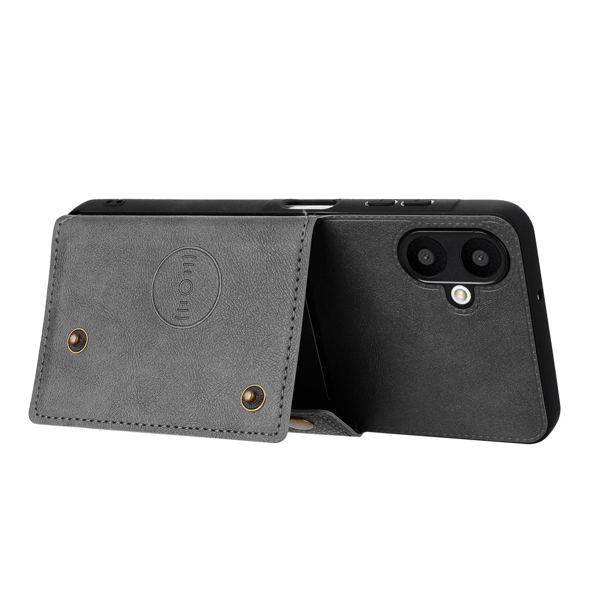 For Galaxy A07 5G Global Double Buckle Card Slots Magnetic Phone Case - Grey - EDA007149709B