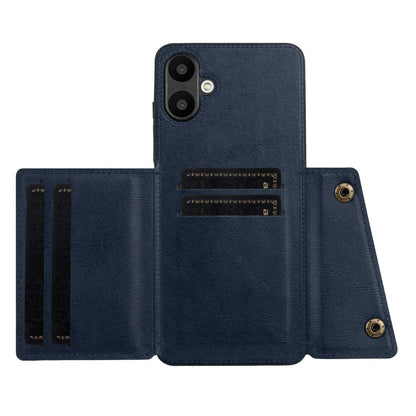 For Galaxy A07 5G Global Double Buckle Card Slots Magnetic Phone Case - Blue - EDA007149709C