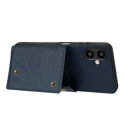 For Galaxy A07 5G Global Double Buckle Card Slots Magnetic Phone Case - Blue - EDA007149709C