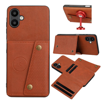 For Galaxy A07 5G Global Double Buckle Card Slots Magnetic Phone Case - Brown - EDA007149709D