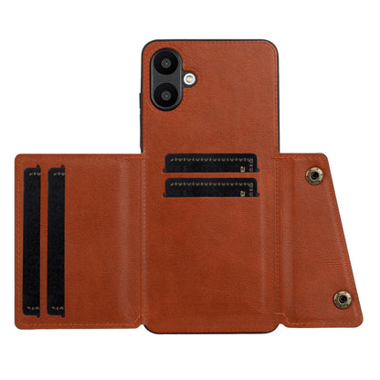 For Galaxy A07 5G Global Double Buckle Card Slots Magnetic Phone Case - Brown - EDA007149709D