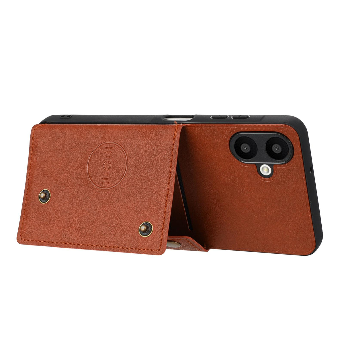 For Galaxy A07 5G Global Double Buckle Card Slots Magnetic Phone Case - Brown - EDA007149709D
