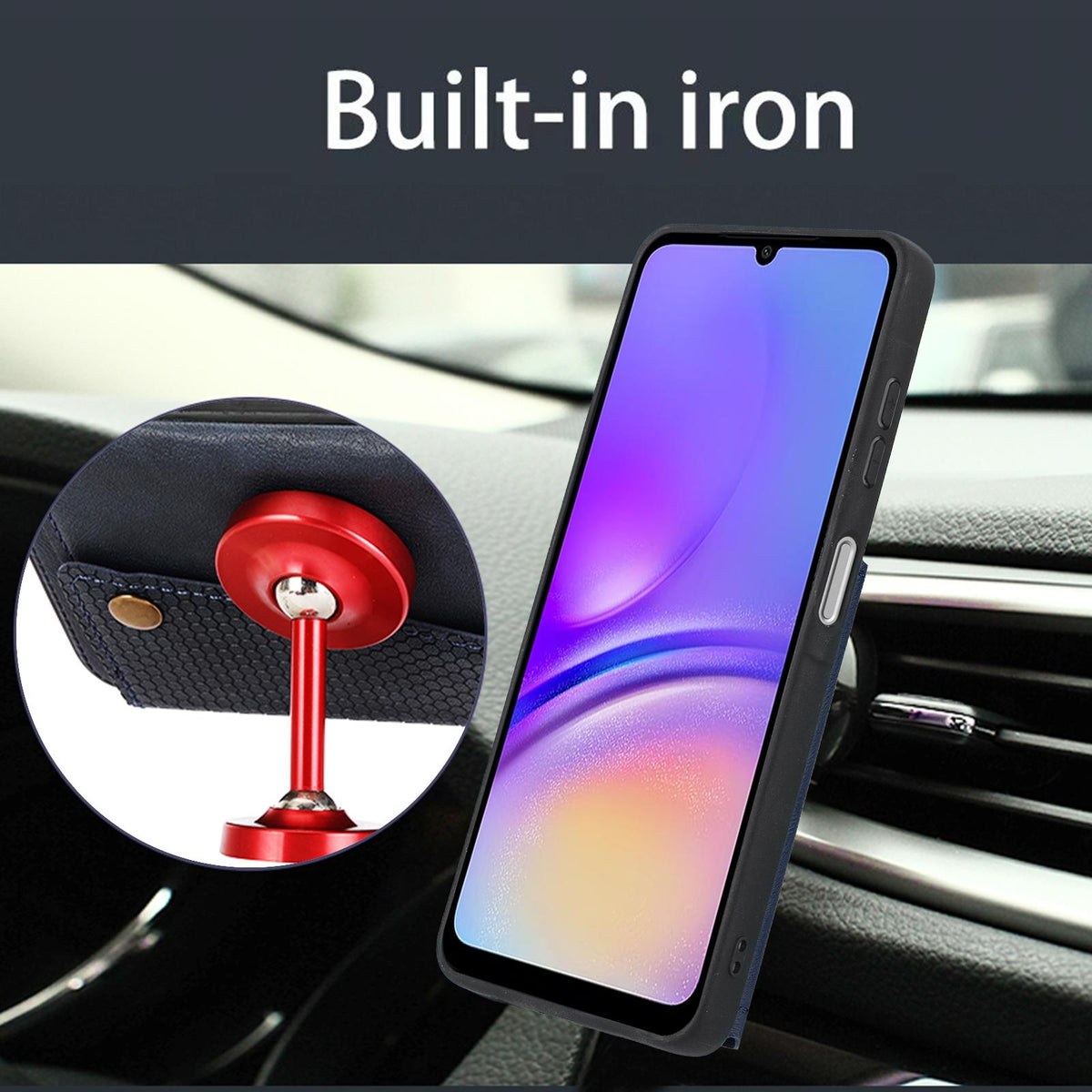 For Galaxy A07 5G Global Double Buckle Card Slots Magnetic Phone Case - Brown - EDA007149709D