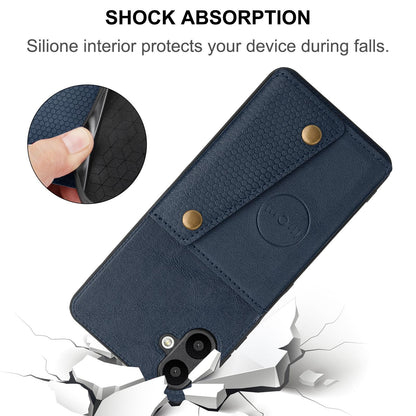 For Galaxy A07 5G Global Double Buckle Card Slots Magnetic Phone Case - Brown - EDA007149709D